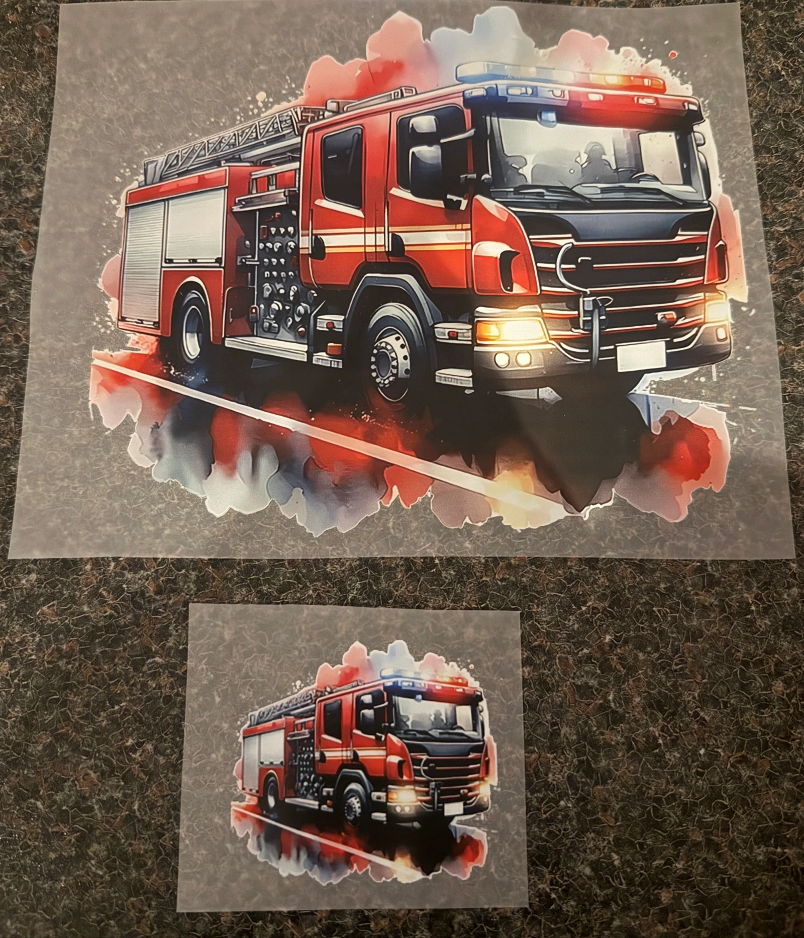 DTF Brandweerwagen Stickers - 2 Maten